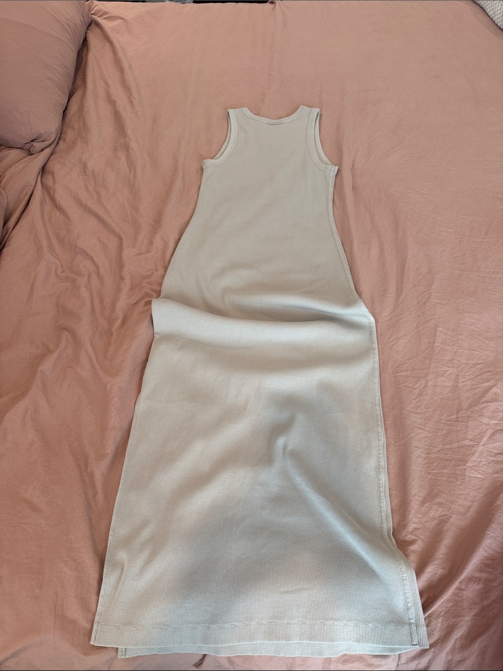 Universal Thread Cream Ribbed Tank Maxi Dress with Side Slit - Picture 4 of 7